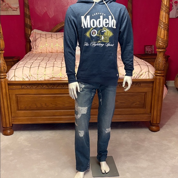 ModelCo Navy Blue Graphic Hoodie for Men - Picture 7 of 8